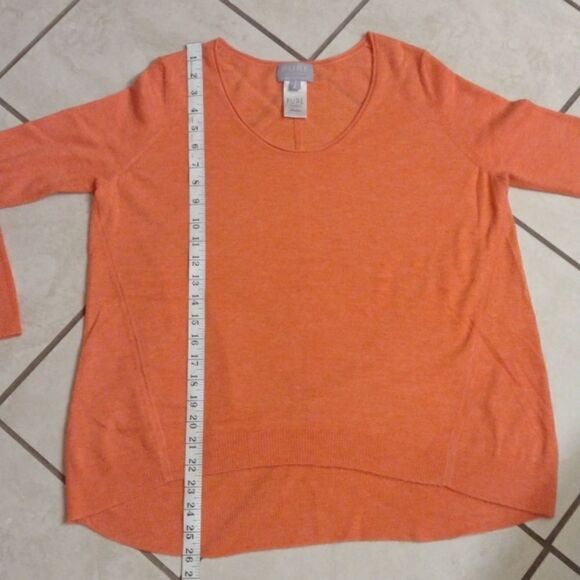 Pure Superfine Cashmere sweater orange scoop neck soft 10 - Picture 5 of 6